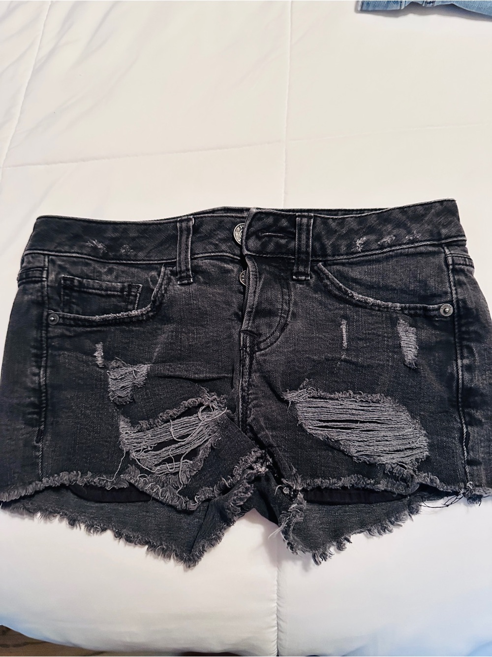 Express Black Distressed Denim Jean Shorts